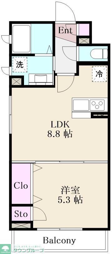 K-FLAT(1LDK/1階)の間取り写真