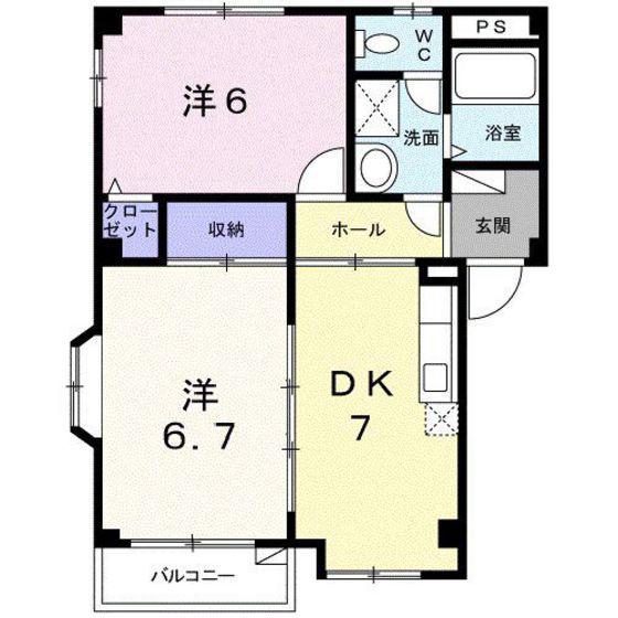サニ-ガーデンハイツB(2DK/2階)の間取り写真