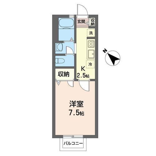 シャリテS(1K/1階)の間取り写真