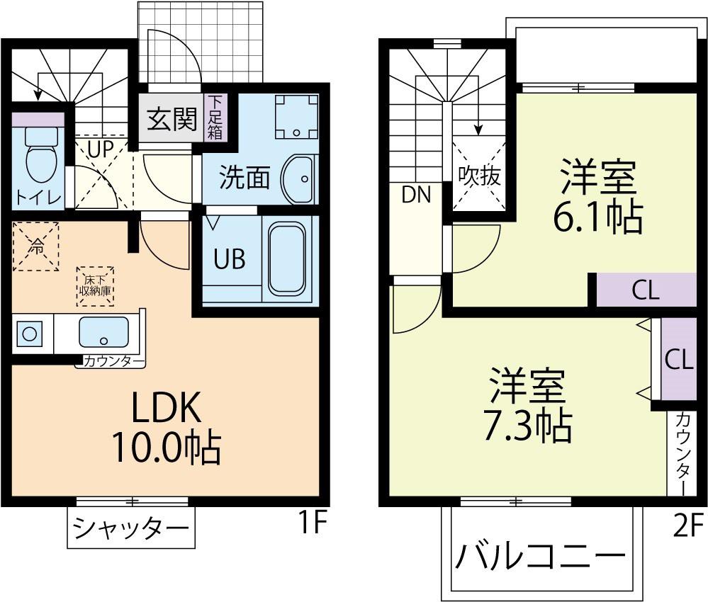 ARIETTA A(2LDK/1階)の間取り写真