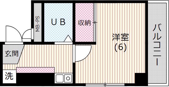 メゾン飯田橋(1K/2階)の間取り写真