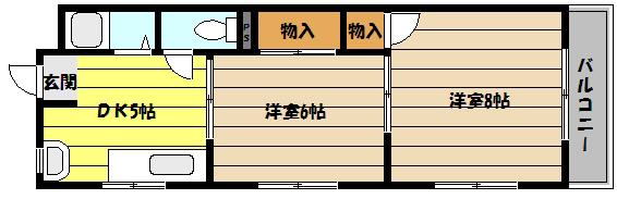 住吉パームス(2DK/5階)の間取り写真