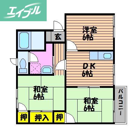 メゾングロワール II(3DK/1階)の間取り写真