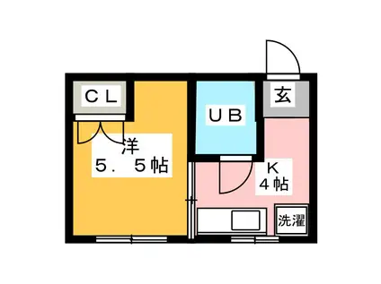 ヴィラふさ山(1K/2階)の間取り写真