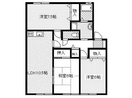 アメニティ原田A棟(3LDK/2階)の間取り写真