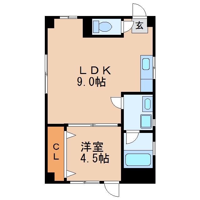 みやびビル(1LDK/4階)の間取り写真