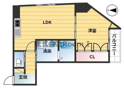 コスモ釣鐘町(1LDK/4階)の間取り写真