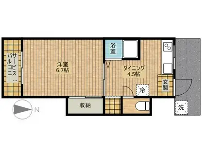 第7ちどり荘(1DK/1階)の間取り写真