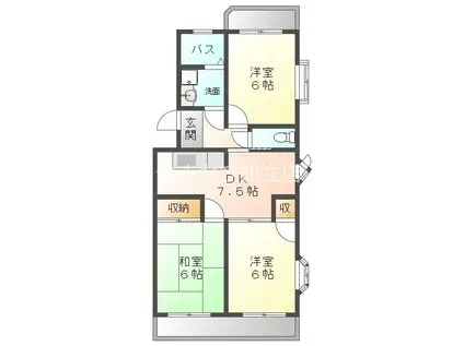 SUMMER BREEZE II(3DK/4階)の間取り写真