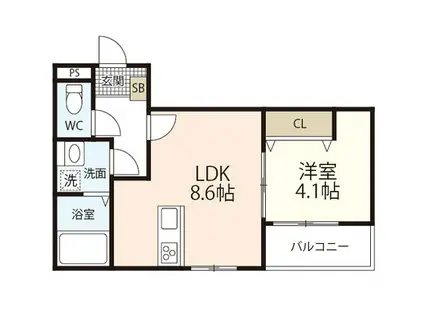 メゾンクレール廿日市市役所駅前(1LDK/1階)の間取り写真