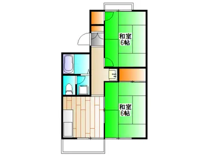 グリーンウッド(2DK/2階)の間取り写真