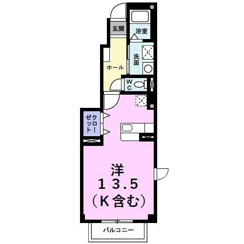 ブレイヴシンメイ(ワンルーム/1階)の間取り写真