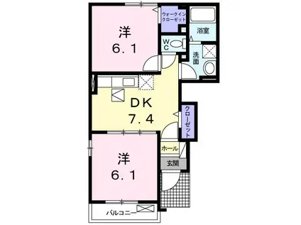 FLAME GARDEN A(2DK/1階)の間取り写真