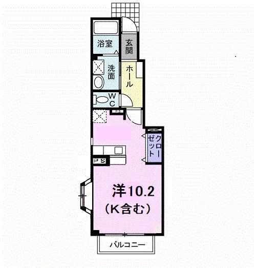 マ-ヴェラスB(ワンルーム/1階)の間取り写真