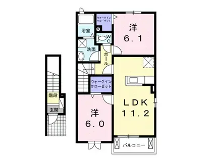 フォレスト T・H III(2LDK/2階)の間取り写真