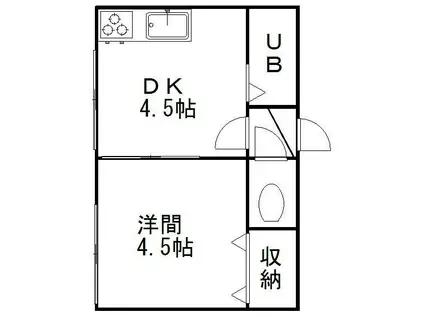 第1新川アパート(1DK/2階)の間取り写真