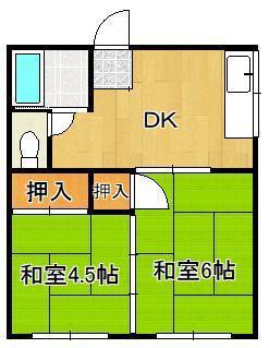 コーポ平原(2DK/1階)の間取り写真