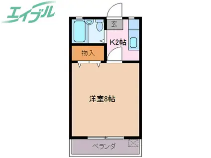 クレセールユタ(1K/2階)の間取り写真