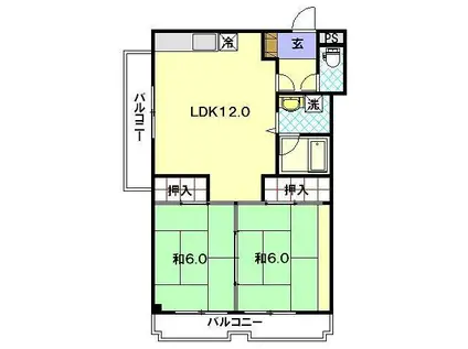 ソレイユ富士見(2LDK/3階)の間取り写真