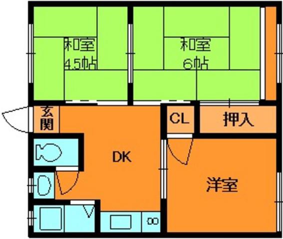 池上荘(3DK/2階)の間取り写真