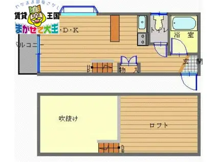 ロフティ本原(ワンルーム/2階)の間取り写真