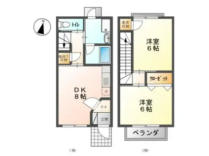 ルネージュK(2DK/2階)の間取り写真