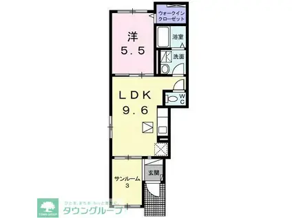 ガーデンフォレスト(1LDK/1階)の間取り写真