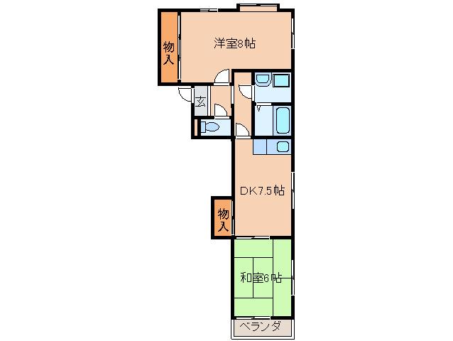 メゾン宝地(2DK/4階)の間取り写真