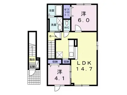 ウインドヒルIII(2LDK/2階)の間取り写真