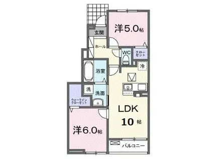 プラシードヒル IX(2LDK/1階)の間取り写真