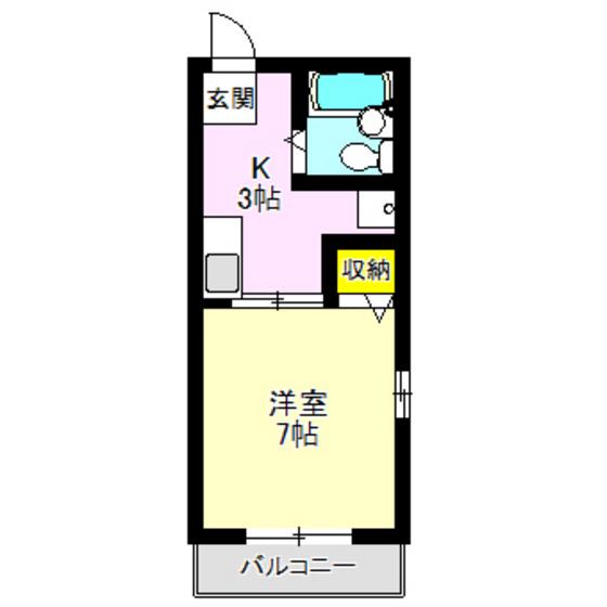 サニーハイツ(1K/2階)の間取り写真