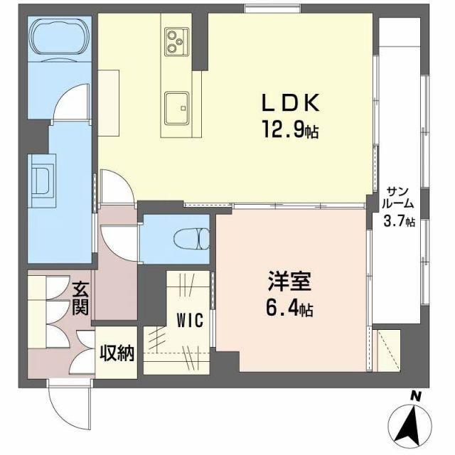 LUANA KAMISUGI(1LDK/1階)の間取り写真