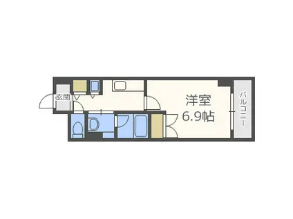 ドルチェ ヴィータ 都島(1K/2階)の間取り写真