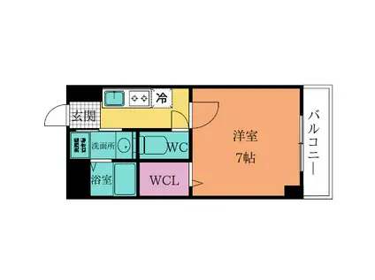 エルマーノ下到津(1K/1階)の間取り写真
