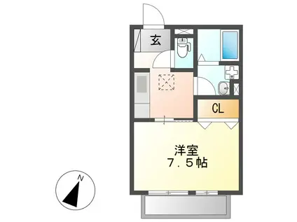 グランツ(1K/1階)の間取り写真