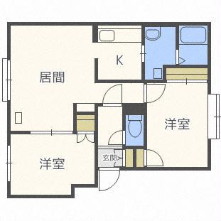 カサグランデ白石(2LDK/1階)の間取り写真
