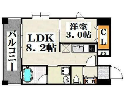 エトゥール博多駅北(1LDK/7階)の間取り写真