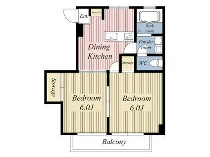 リバーサイドメゾンA(2DK/1階)の間取り写真