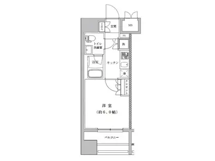 ライジングプレイス川崎(1K/2階)の間取り写真