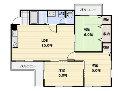 コーポ翠(3LDK/3階)の間取り写真