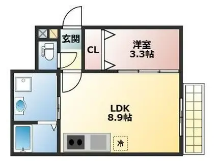 東区香椎4丁目(1LDK/1階)の間取り写真