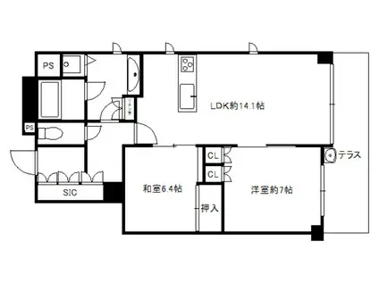 ゼファー京都上長者町通(2LDK/1階)の間取り写真