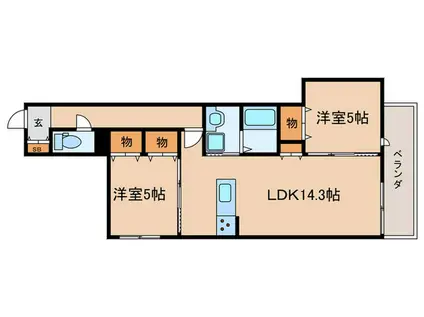 尼崎市南塚口町5丁目ヘーベル(2LDK/1階)の間取り写真