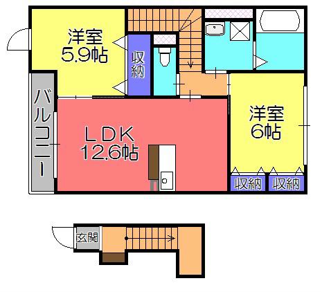 ルミエール(2LDK/2階)の間取り写真