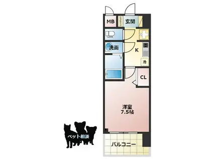 スプランディッド難波サウス(1K/3階)の間取り写真