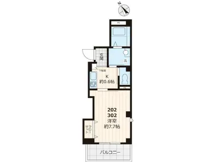 カーサ シンセラ オグ(1K/3階)の間取り写真