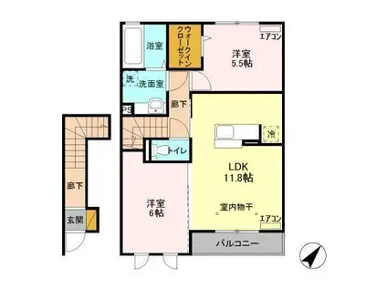 ボヌールD(2LDK/2階)の間取り写真