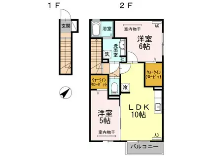 セジュール島西(2LDK/2階)の間取り写真