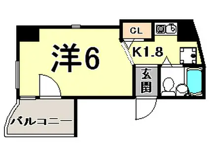 パークピア下山手(ワンルーム/6階)の間取り写真