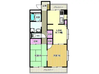 エルファミーレ(2LDK/2階)の間取り写真
